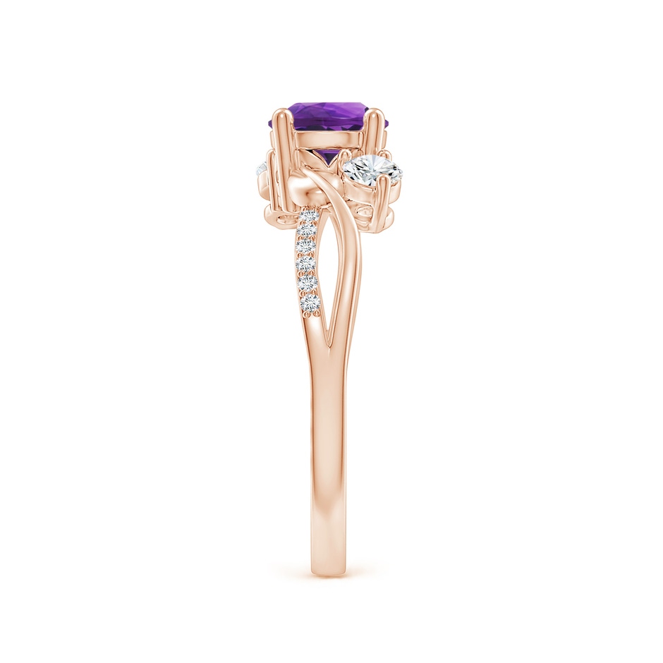 6mm AAAA Amethyst and Diamond Twisted Vine Ring in Rose Gold side 299