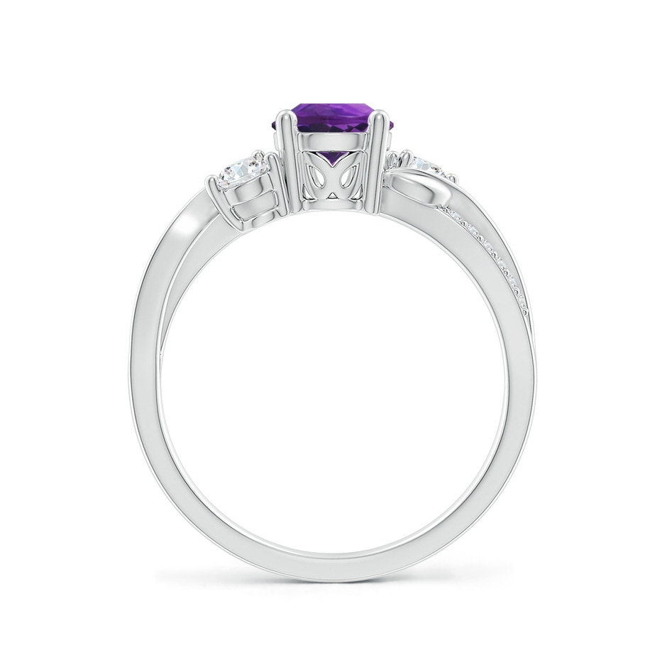 6mm AAAA Amethyst and Diamond Twisted Vine Ring in White Gold side 199