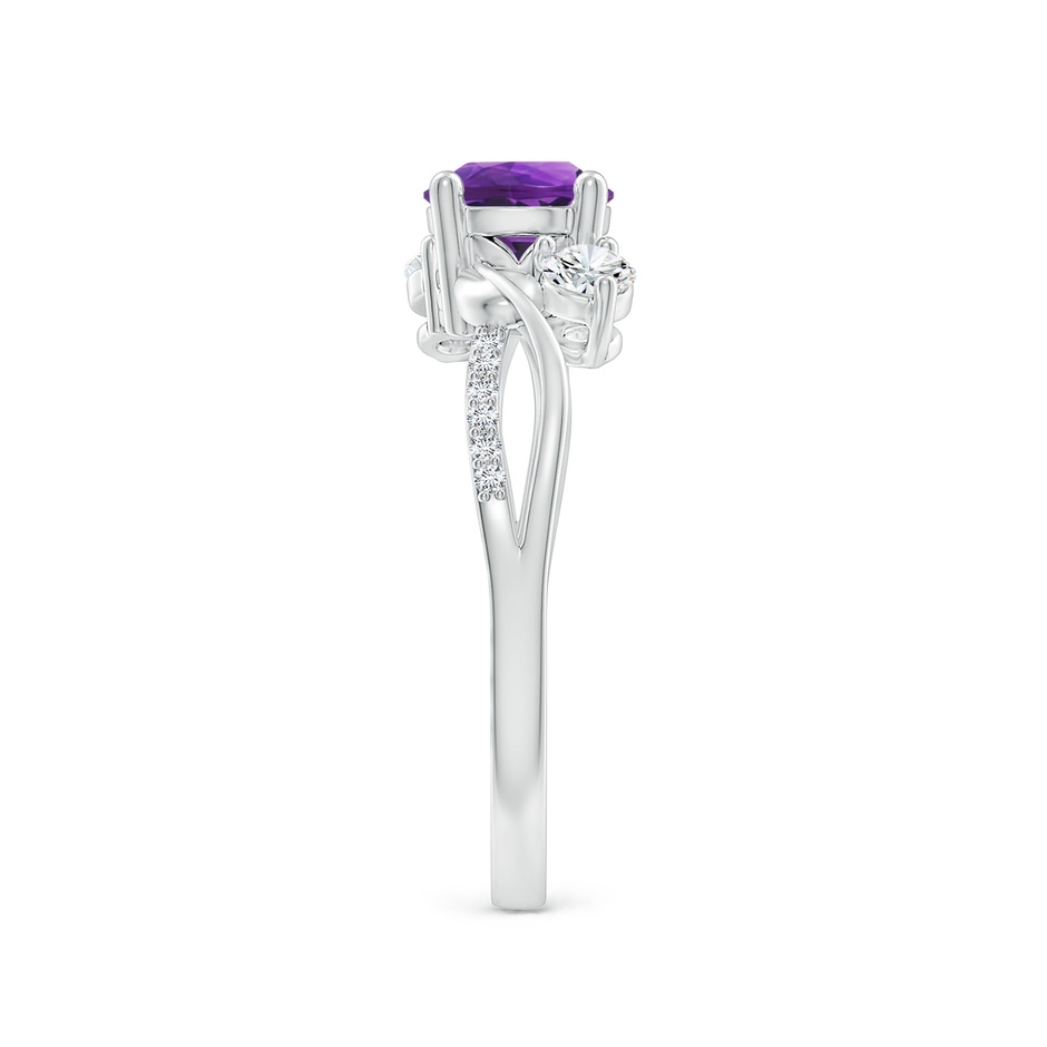 6mm AAAA Amethyst and Diamond Twisted Vine Ring in White Gold side 299