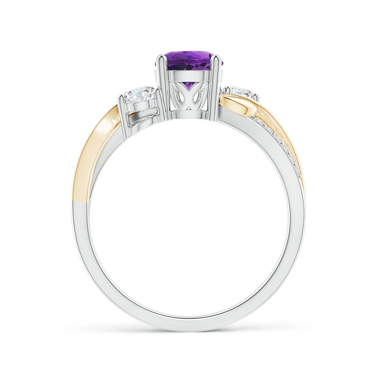 Angara Natural Amethyst and Diamond Twisted Vine Ring in 14K Solid Gold (6MM) - Bild 42 von 60