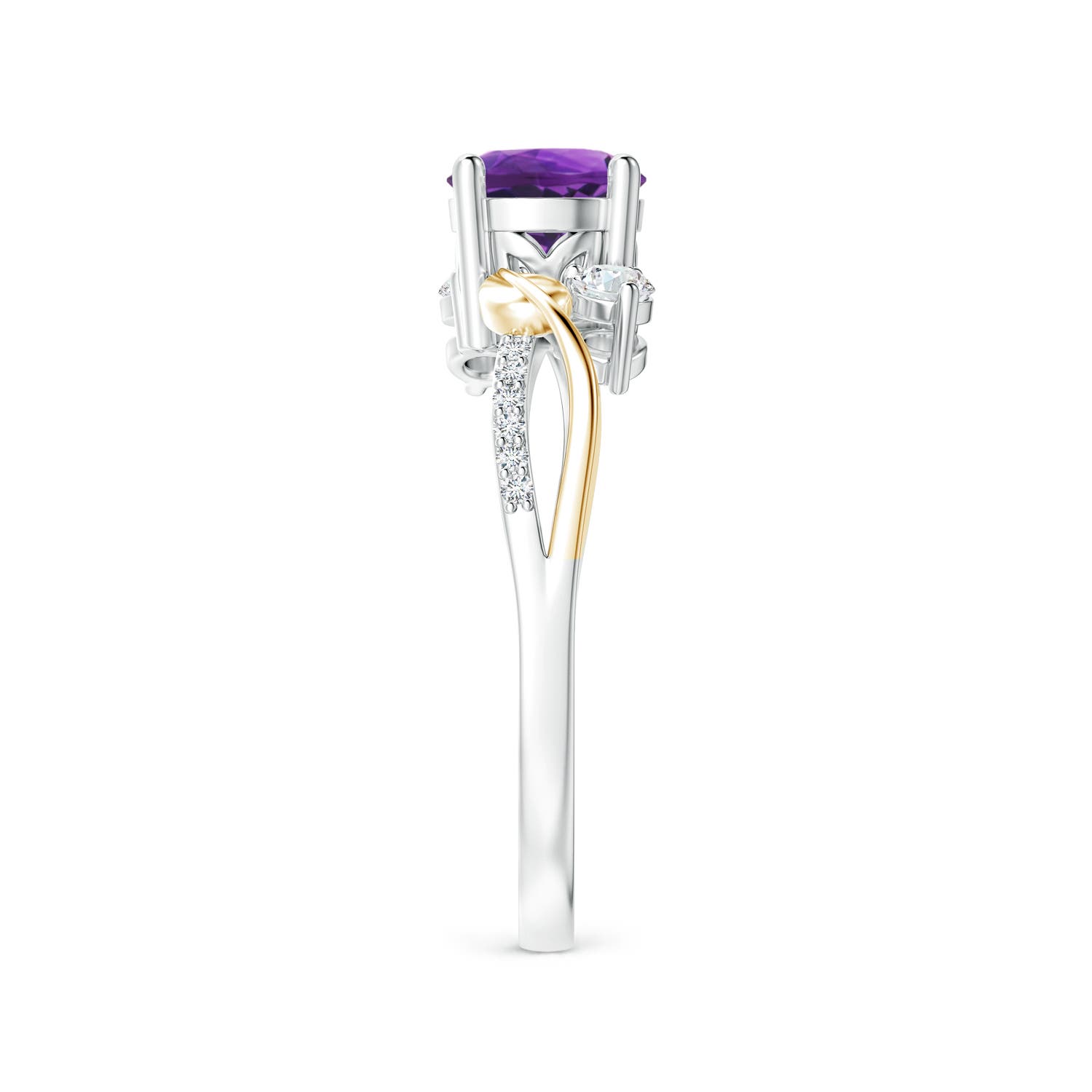 Angara Natural Amethyst and Diamond Twisted Vine Ring in 14K Solid Gold (6MM) - Bild 45 von 60