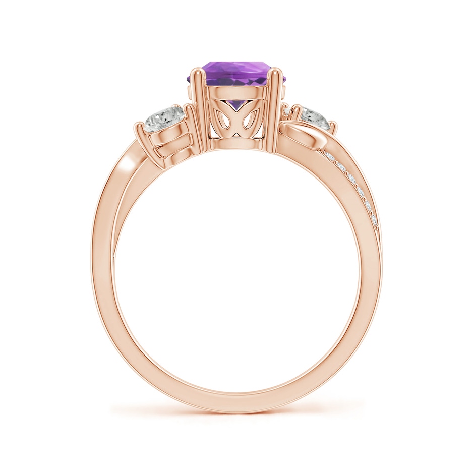 7mm A Amethyst and Diamond Twisted Vine Ring in Rose Gold side 199