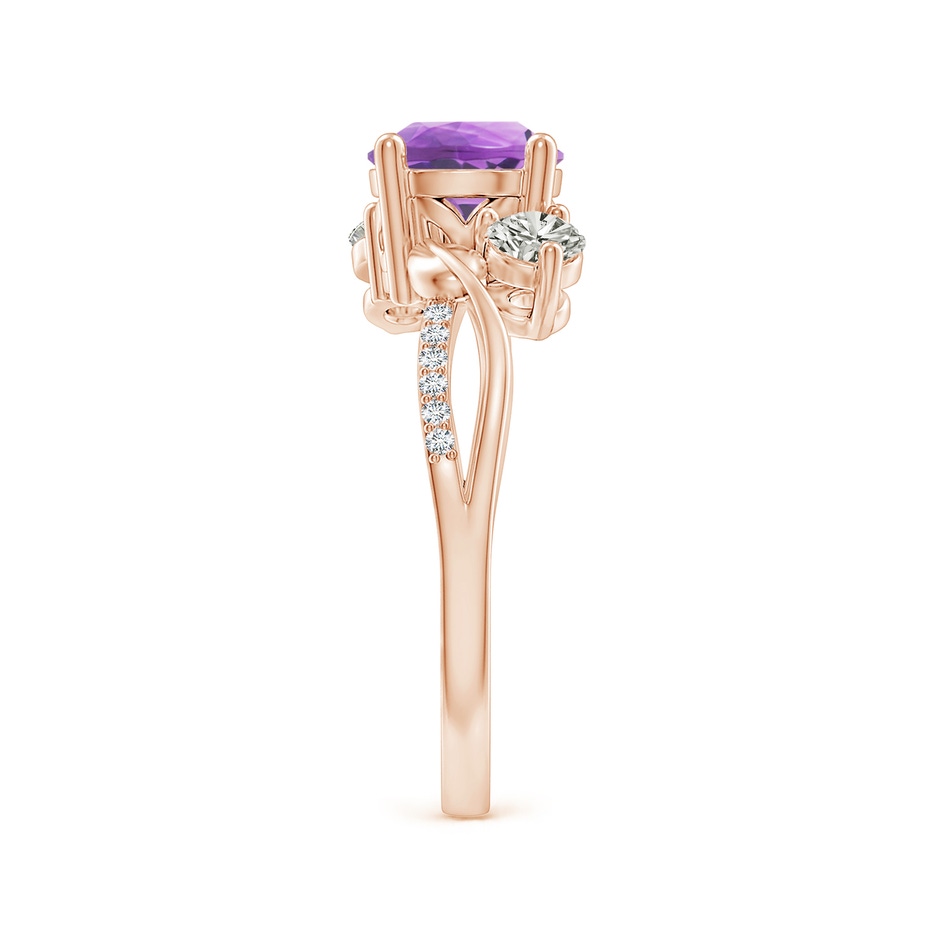 7mm A Amethyst and Diamond Twisted Vine Ring in Rose Gold side 299