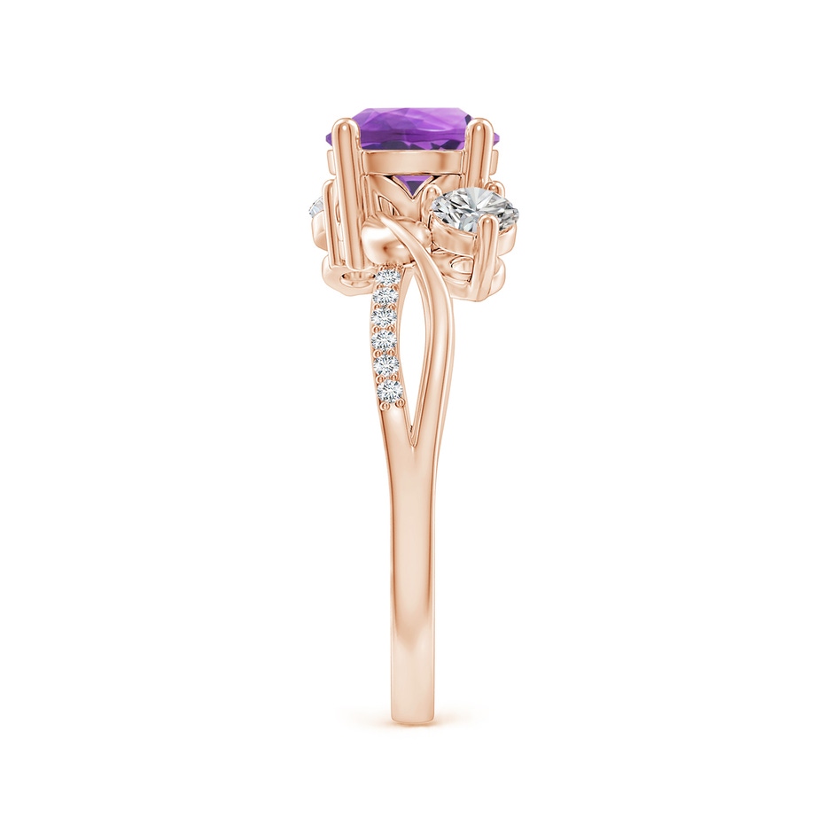 7mm AA Amethyst and Diamond Twisted Vine Ring in Rose Gold side 299