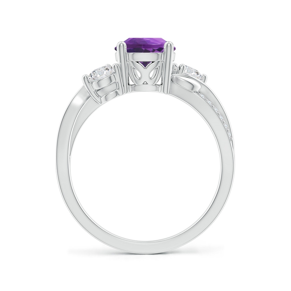7mm AAA Amethyst and Diamond Twisted Vine Ring in 18K White Gold side 199