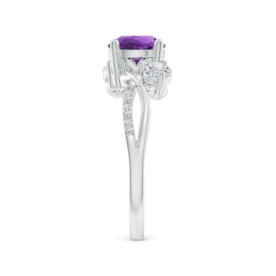 7mm AAA Amethyst and Diamond Twisted Vine Ring in 18K White Gold side 299