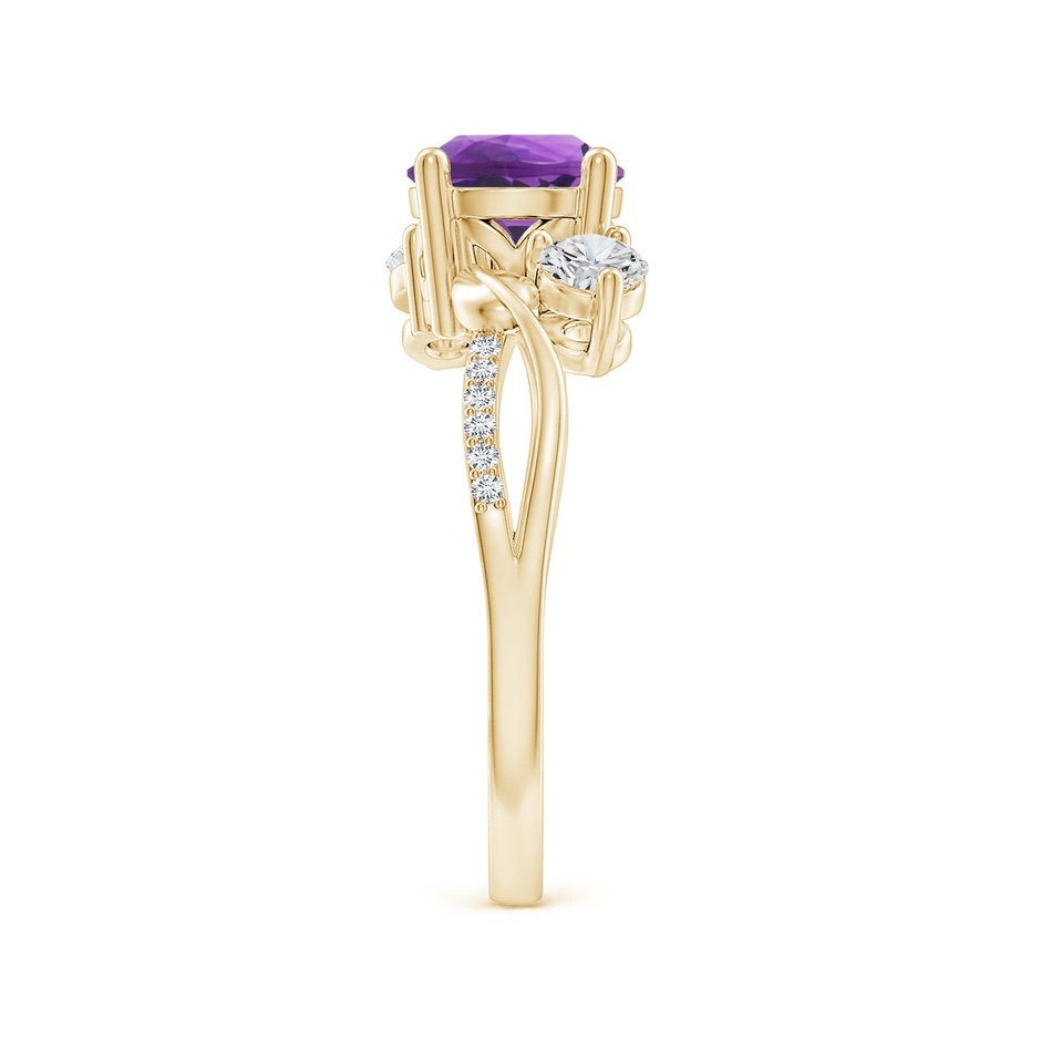 7mm AAA Amethyst and Diamond Twisted Vine Ring in 18K Yellow Gold side 299