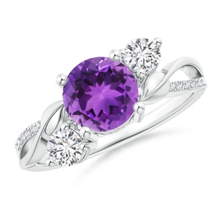 7mm AAA Amethyst and Diamond Twisted Vine Ring in P950 Platinum