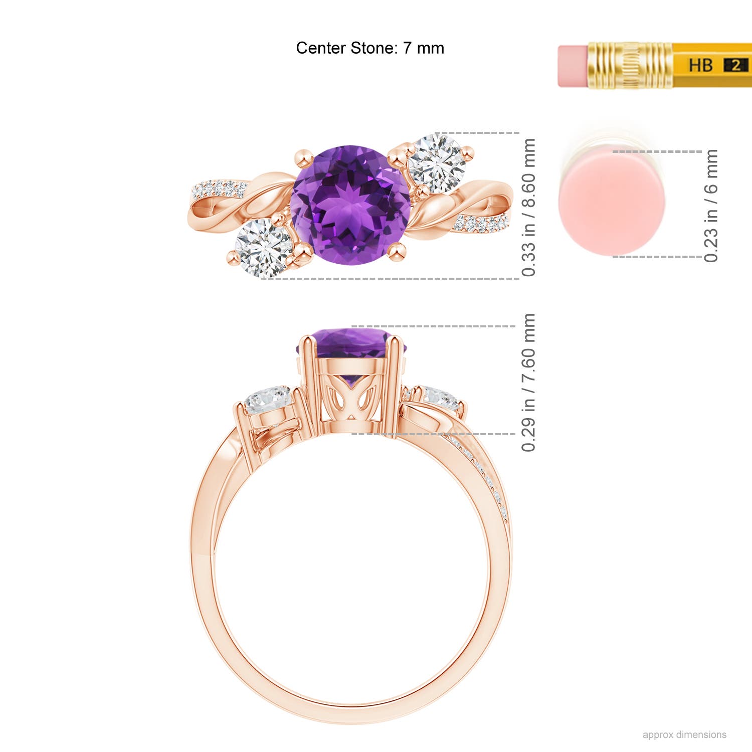 AAA - Amethyst / 1.53 CT / 14 KT Rose Gold