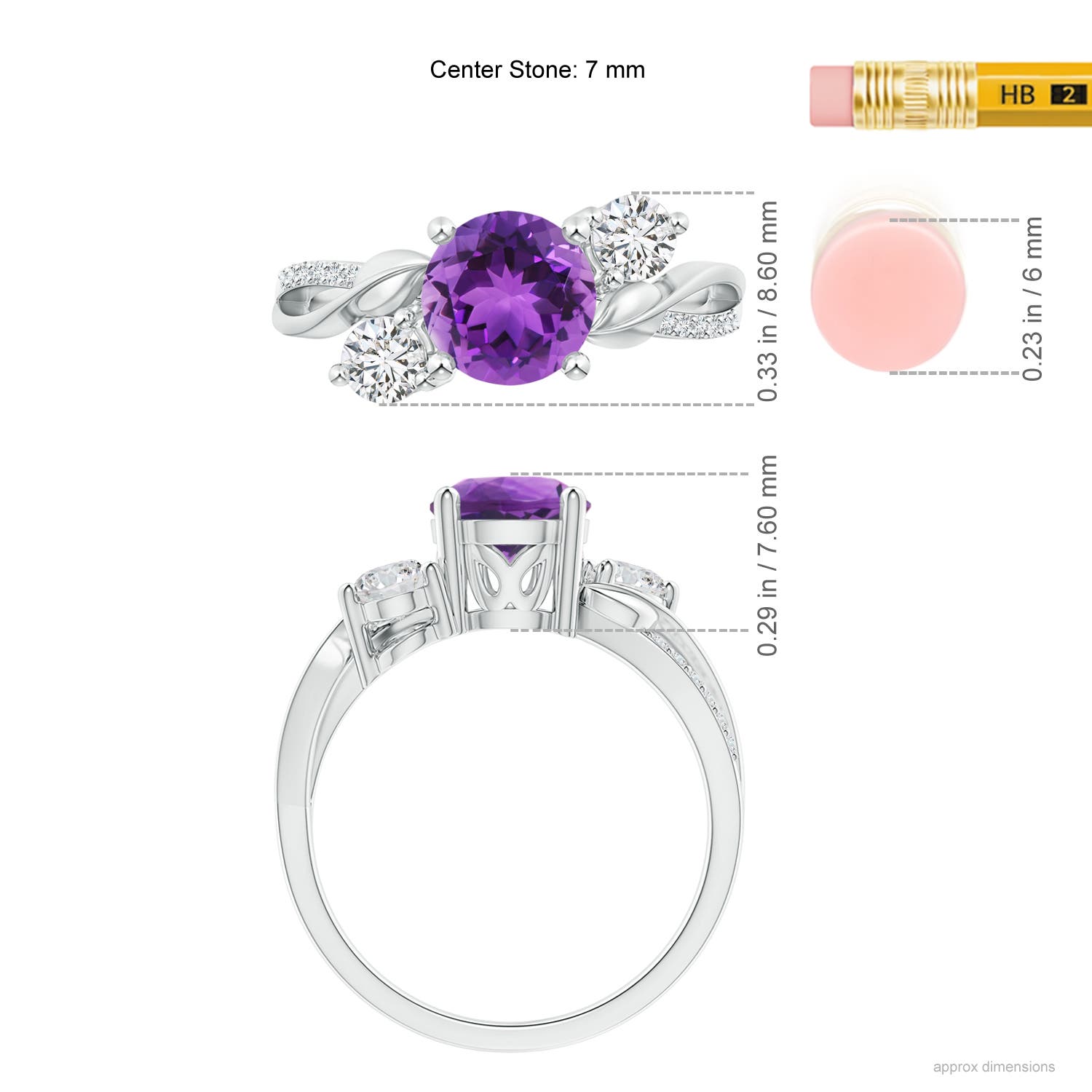 AAA - Amethyst / 1.53 CT / 14 KT White Gold