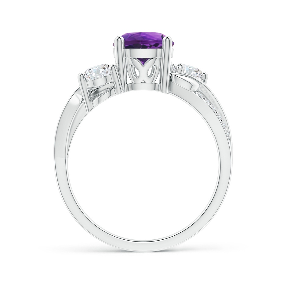 7mm AAAA Amethyst and Diamond Twisted Vine Ring in P950 Platinum side 199