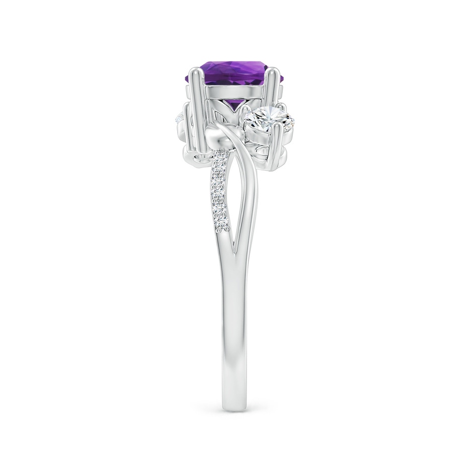 7mm AAAA Amethyst and Diamond Twisted Vine Ring in P950 Platinum side 299