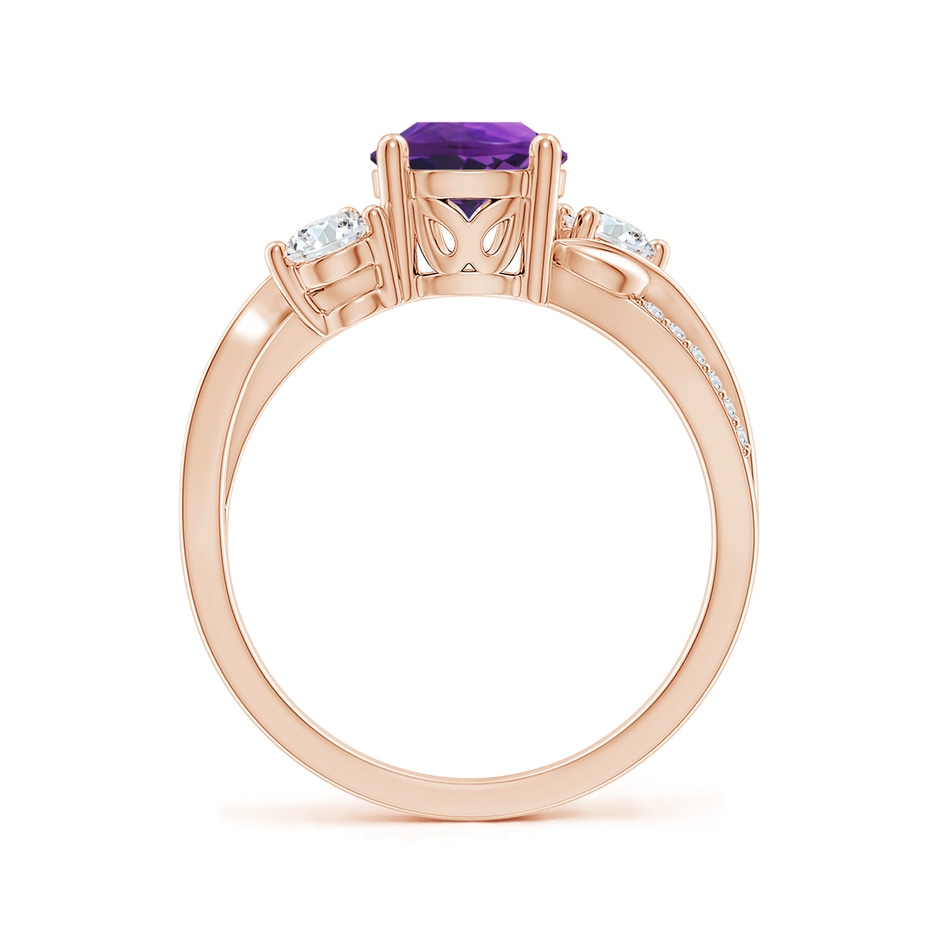 7mm AAAA Amethyst and Diamond Twisted Vine Ring in Rose Gold side 199