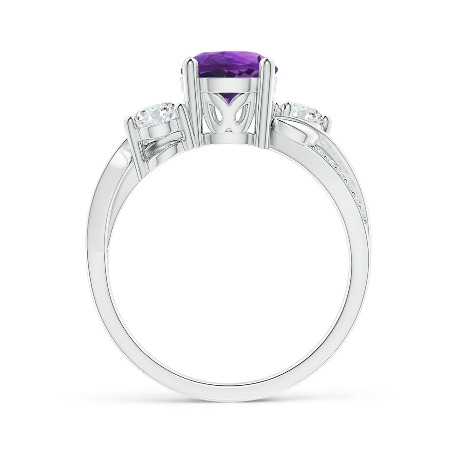 7mm AAAA Amethyst and Diamond Twisted Vine Ring in White Gold side-1