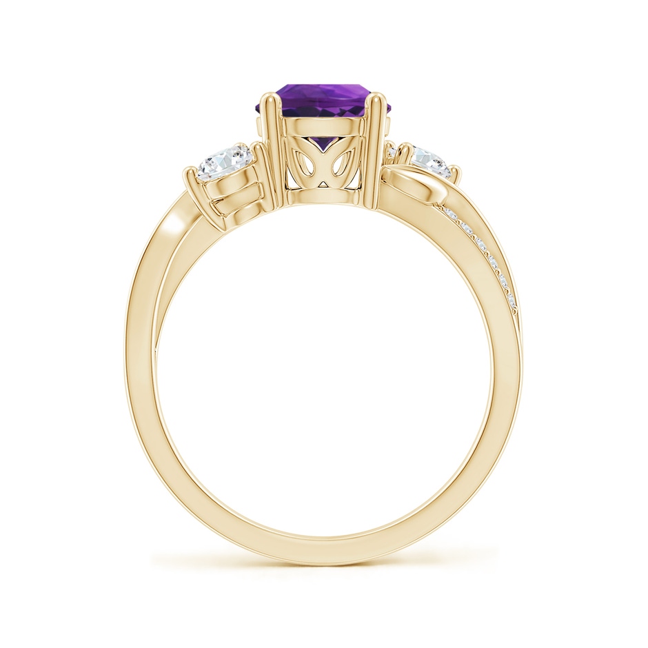 7mm AAAA Amethyst and Diamond Twisted Vine Ring in Yellow Gold side 199