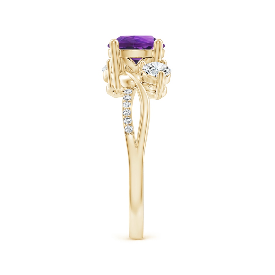 7mm AAAA Amethyst and Diamond Twisted Vine Ring in Yellow Gold side 299
