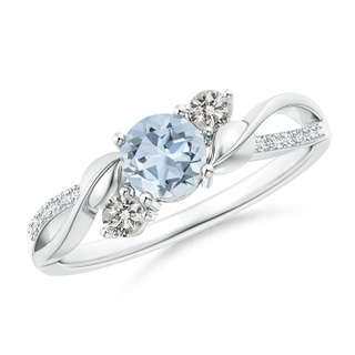 5mm A Aquamarine and Diamond Twisted Vine Ring in 10K White Gold