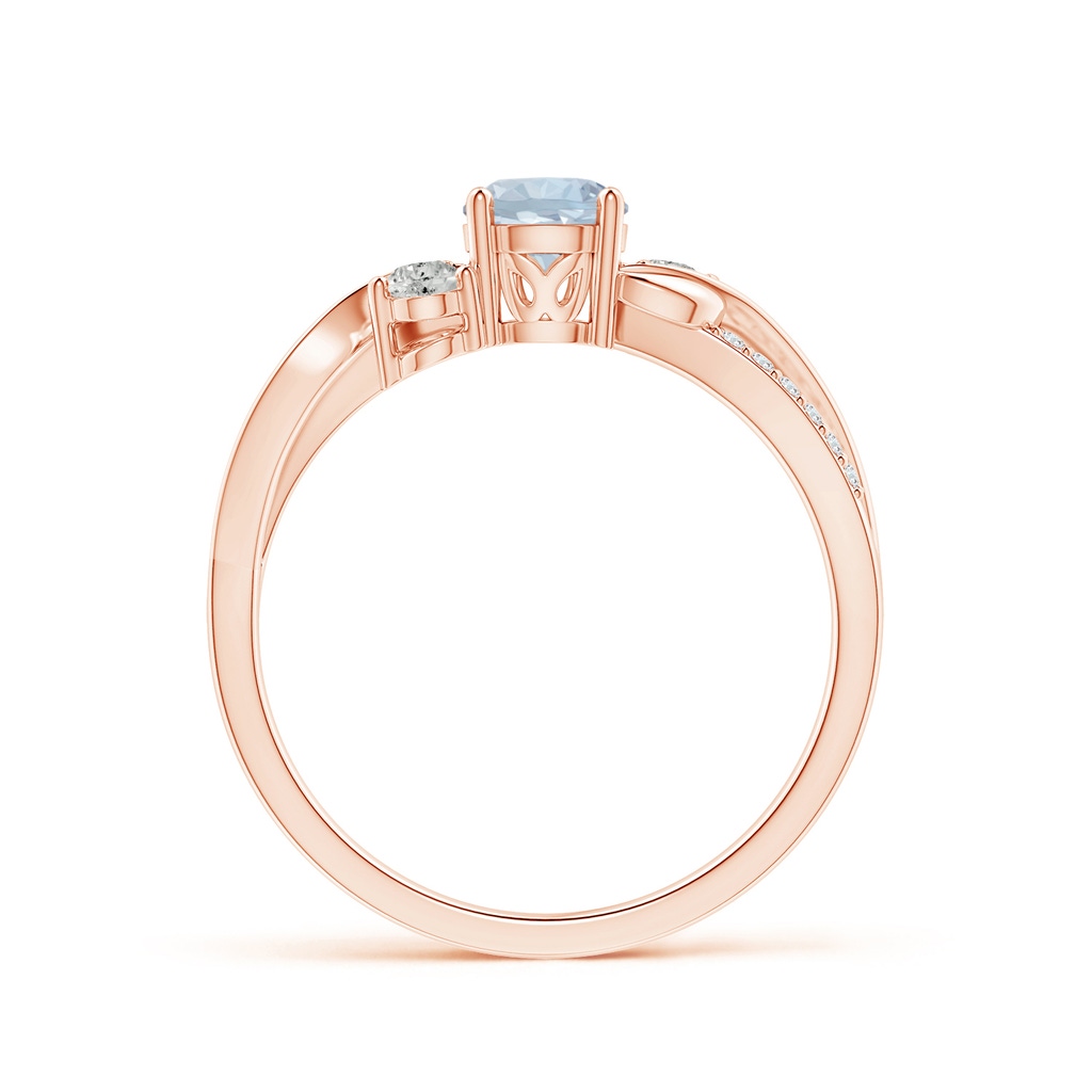 5mm A Aquamarine and Diamond Twisted Vine Ring in 18K Rose Gold Side-1