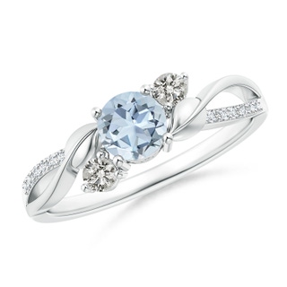 5mm A Aquamarine and Diamond Twisted Vine Ring in 9K White Gold