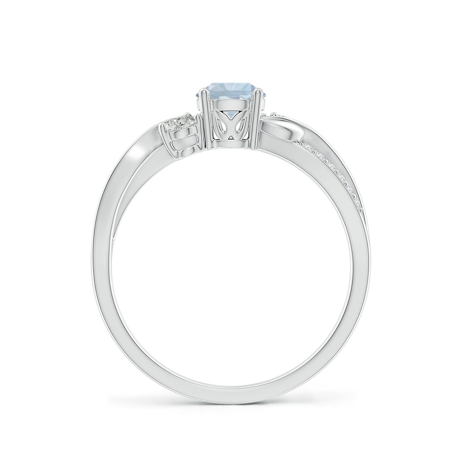 5mm A Aquamarine and Diamond Twisted Vine Ring in P950 Platinum - side 3