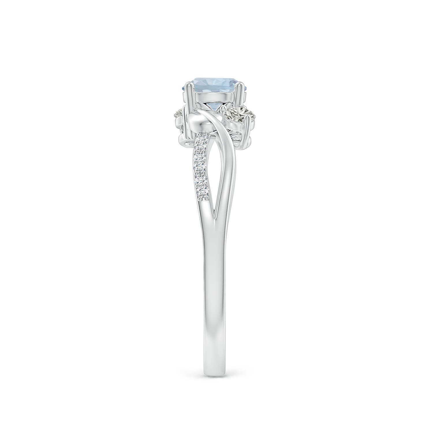 5mm A Aquamarine and Diamond Twisted Vine Ring in P950 Platinum - side 7