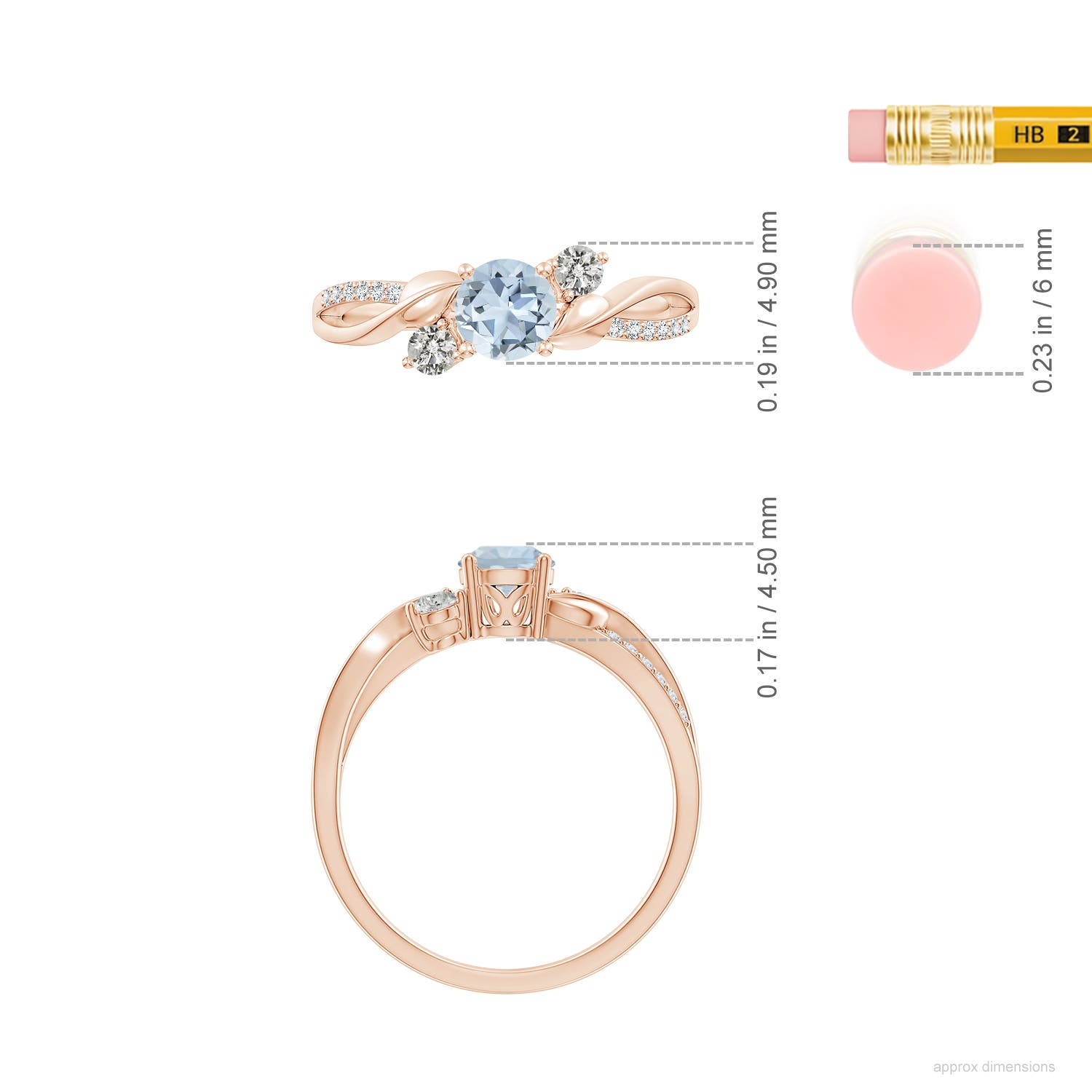 Angara Natural Aquamarine and Diamond Engagement Ring in 14K Solid Gold (5MM) - Bild 44 von 72