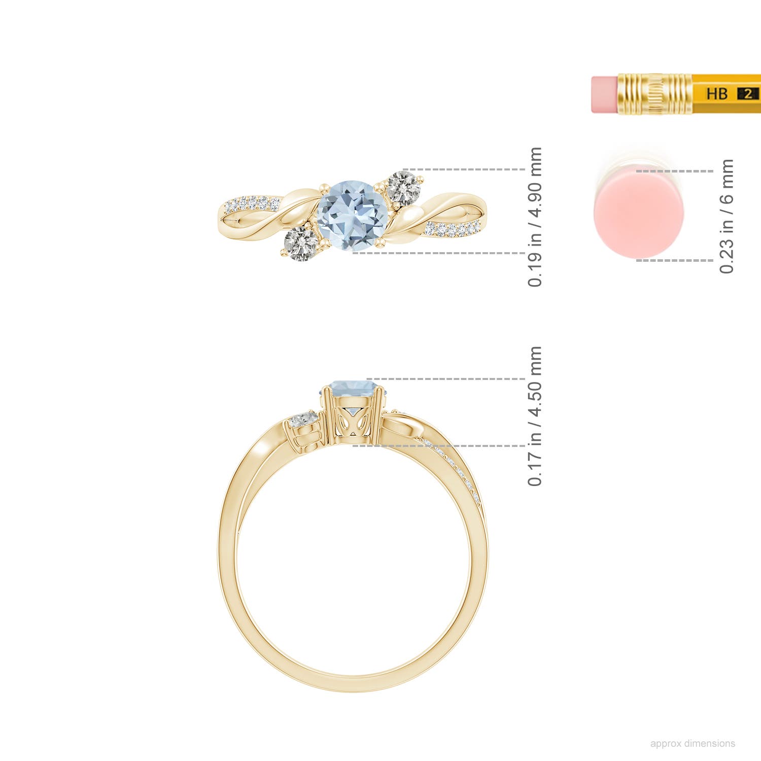 Angara Natural Aquamarine and Diamond Engagement Ring in 14K Solid Gold (5MM) - Bild 32 von 72