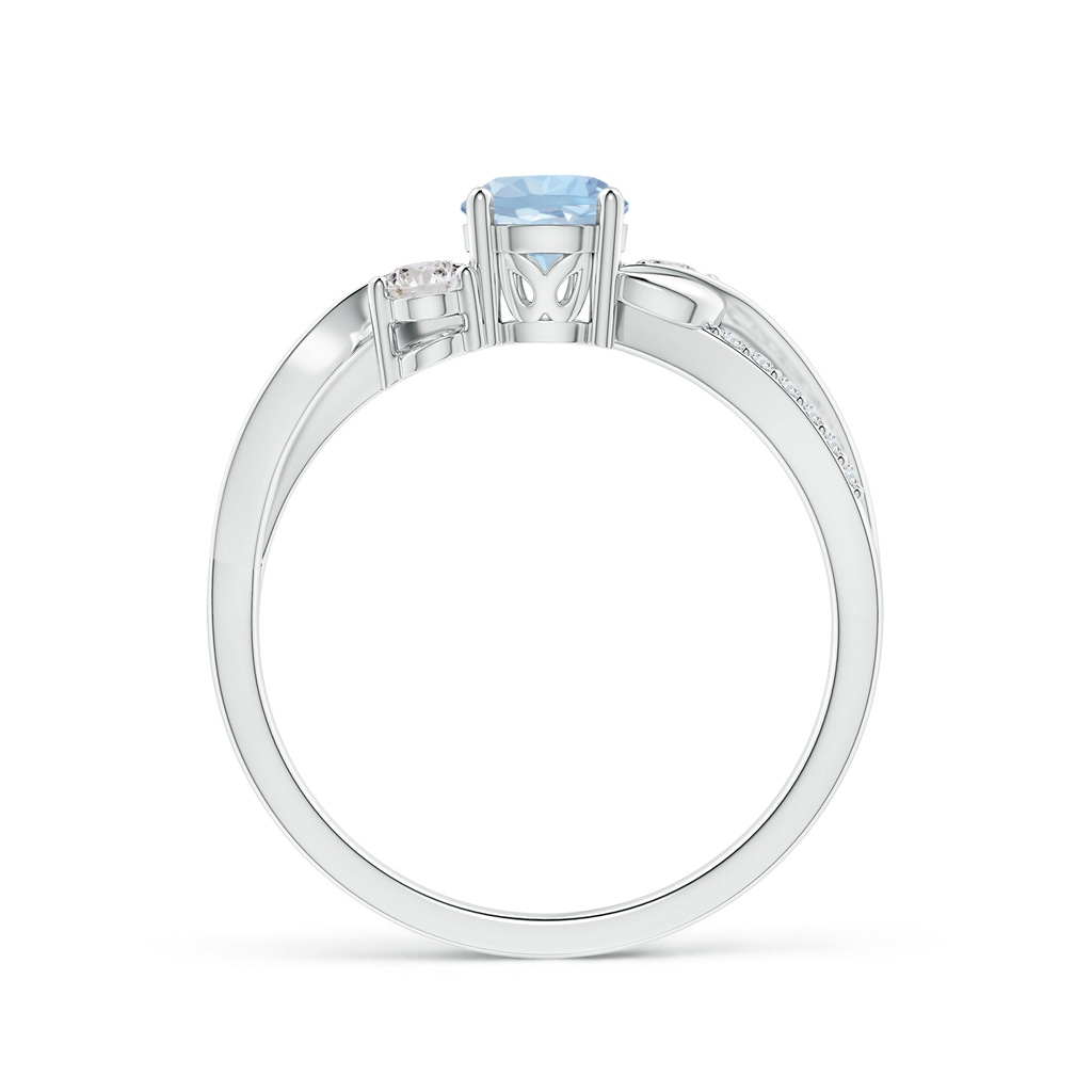 5mm AA Aquamarine and Diamond Twisted Vine Ring in 10K White Gold Product Image