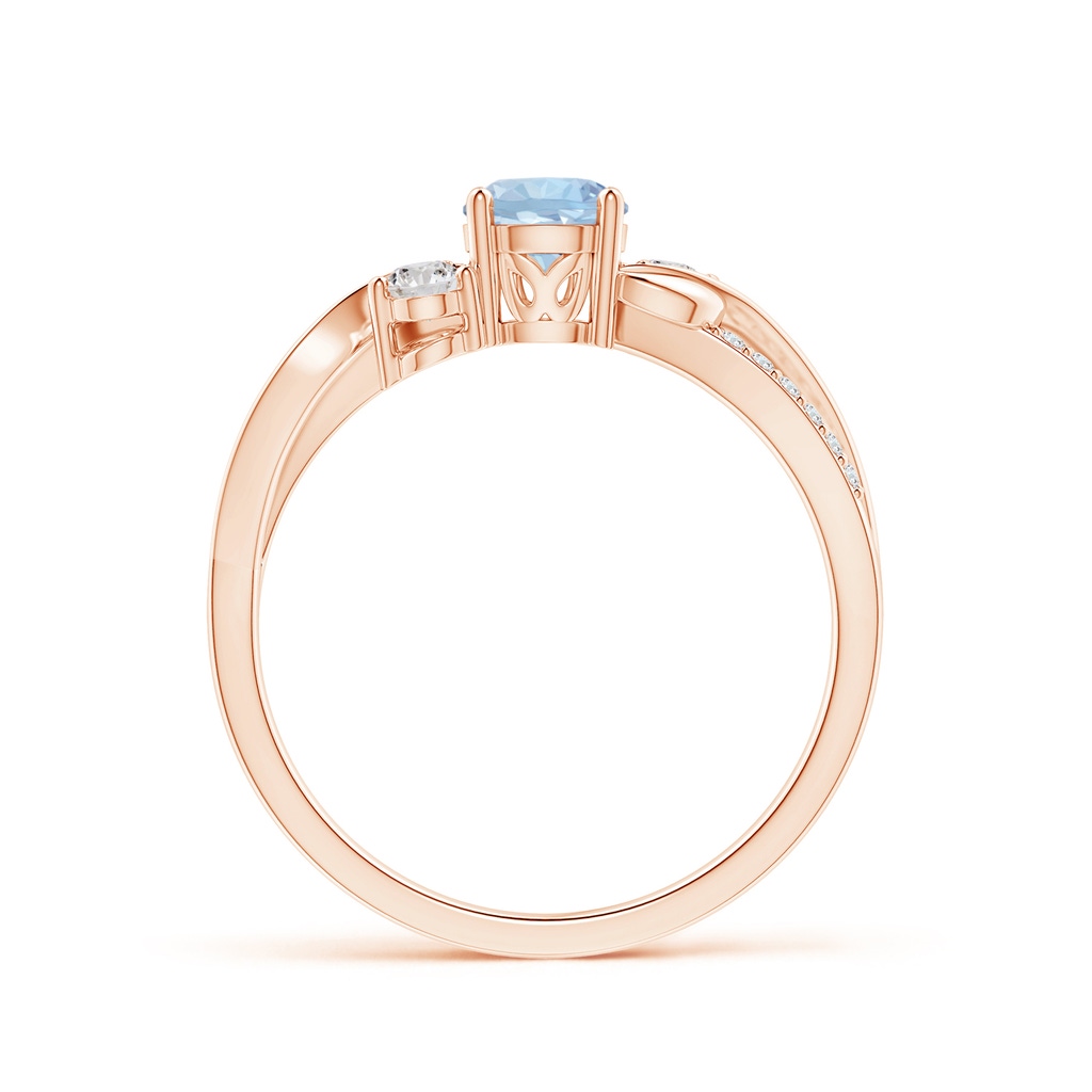 5mm AA Aquamarine and Diamond Twisted Vine Ring in Rose Gold Side-1