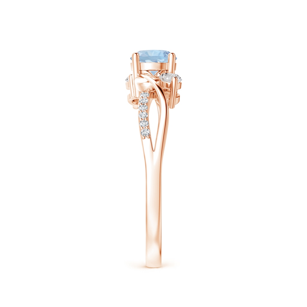 5mm AA Aquamarine and Diamond Twisted Vine Ring in Rose Gold Side-2