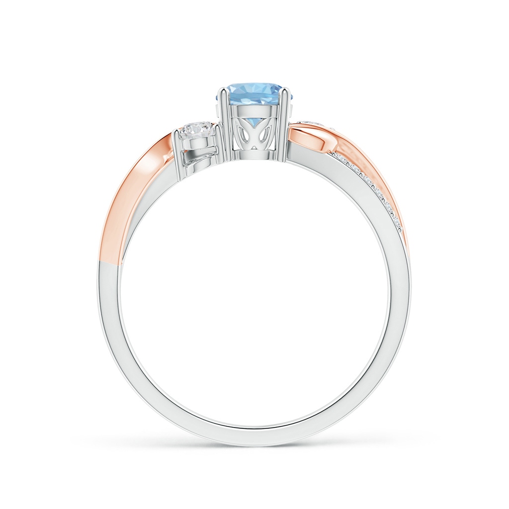 5mm AAA Aquamarine and Diamond Twisted Vine Ring in 18K White Gold 18K Rose Gold Side-1