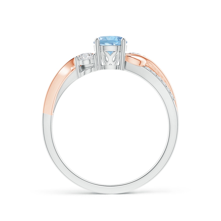 5mm AAA Aquamarine and Diamond Twisted Vine Ring in 18K White Gold 18K Rose Gold side 199