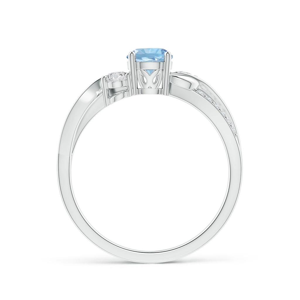 5mm AAA Aquamarine and Diamond Twisted Vine Ring in 9K White Gold Product Image