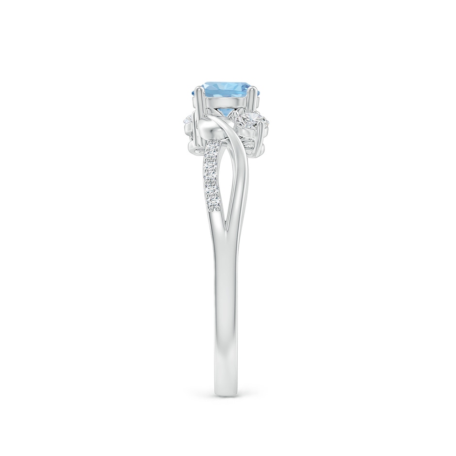 5mm AAA Aquamarine and Diamond Twisted Vine Ring in 9K White Gold side 299