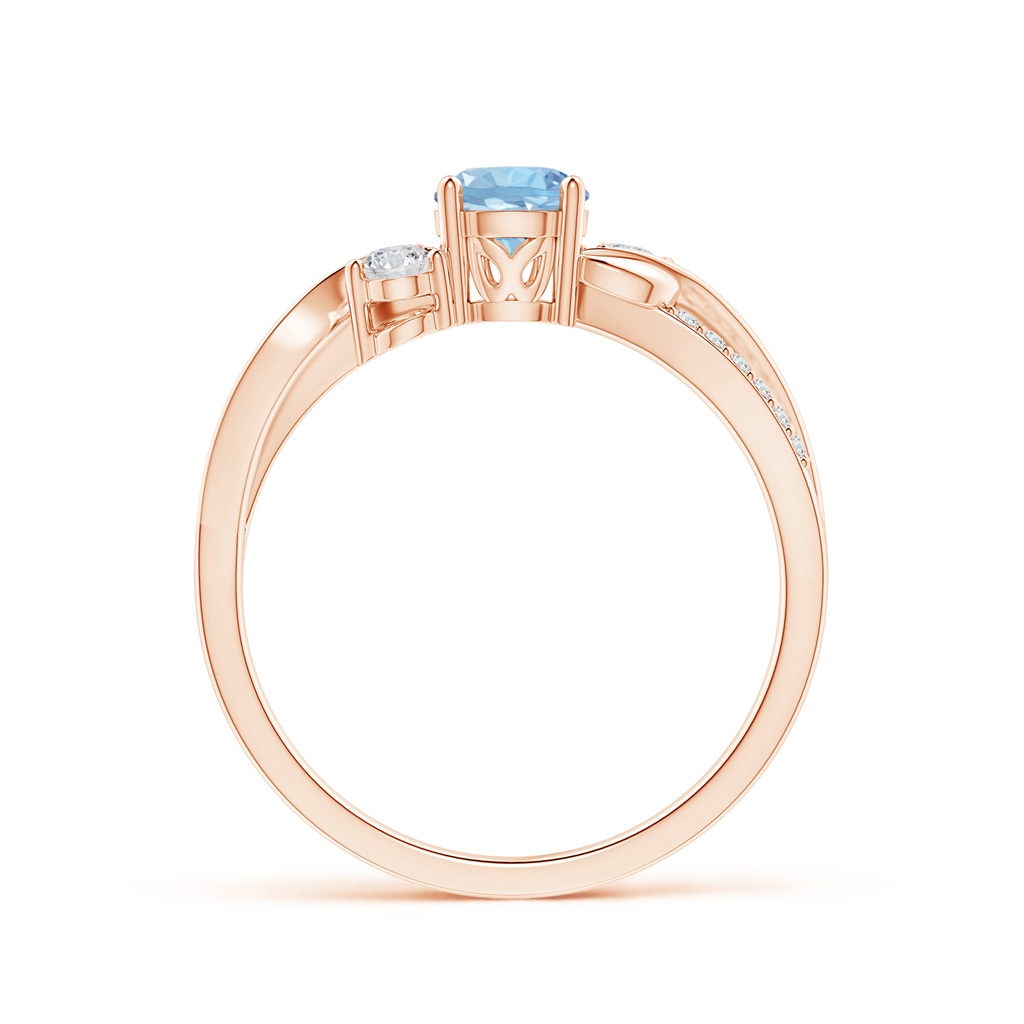 5mm AAA Aquamarine and Diamond Twisted Vine Ring in Rose Gold Side-1