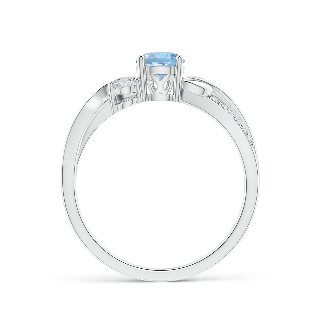 5mm AAA Aquamarine and Diamond Twisted Vine Ring in White Gold Side-1