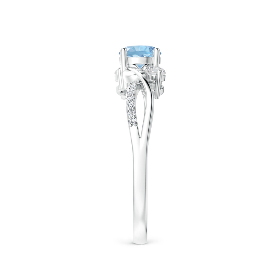 5mm AAA Aquamarine and Diamond Twisted Vine Ring in White Gold side-2