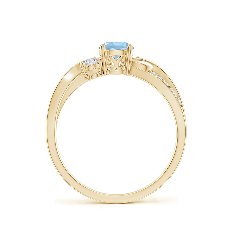 5mm AAA Aquamarine and Diamond Twisted Vine Ring in Yellow Gold side 199