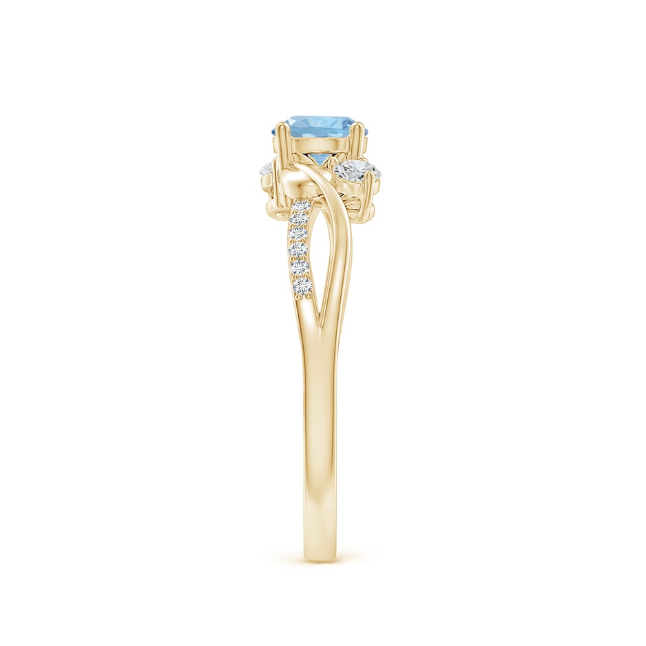 5mm AAA Aquamarine and Diamond Twisted Vine Ring in Yellow Gold side 299