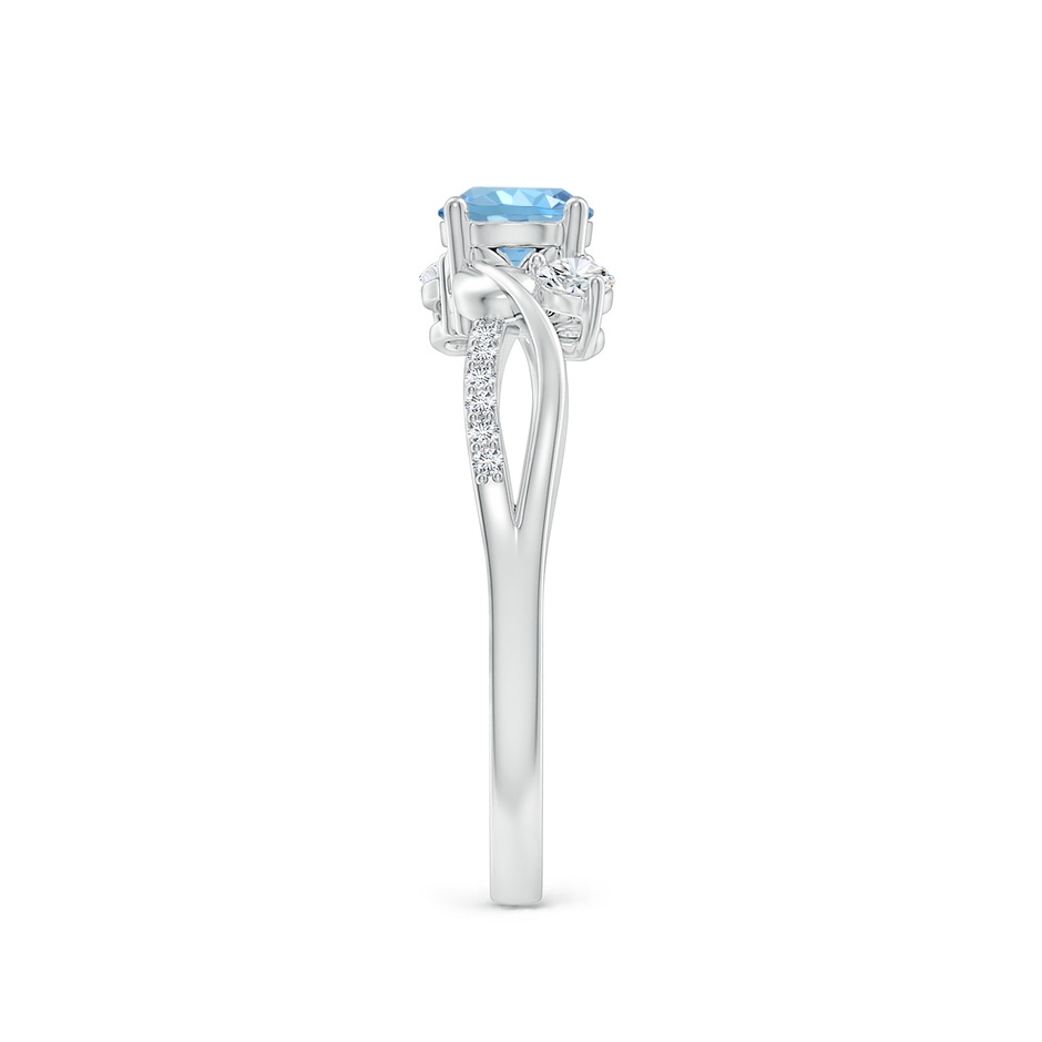 5mm AAAA Aquamarine and Diamond Twisted Vine Ring in P950 Platinum side 299
