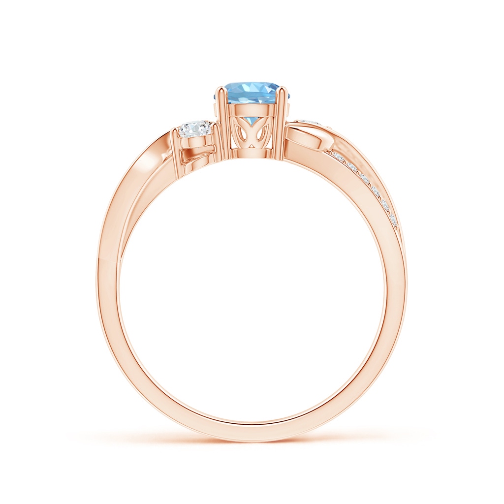 5mm AAAA Aquamarine and Diamond Twisted Vine Ring in Rose Gold Side-1