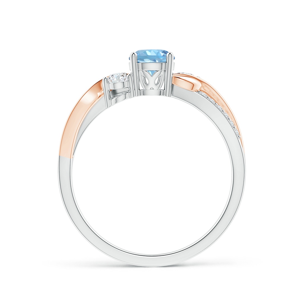 5mm AAAA Aquamarine and Diamond Twisted Vine Ring in White Gold Rose Gold Side-1