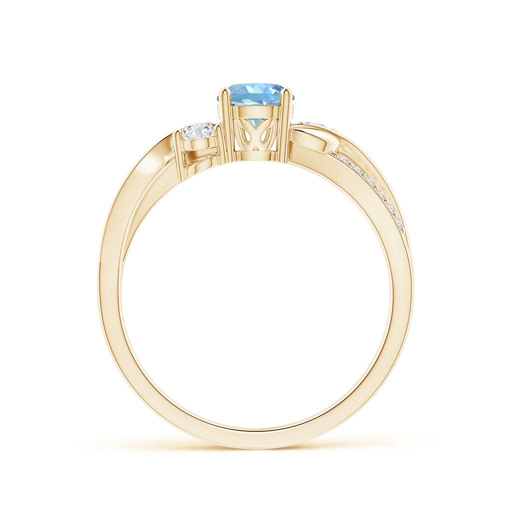 5mm AAAA Aquamarine and Diamond Twisted Vine Ring in Yellow Gold Side-1