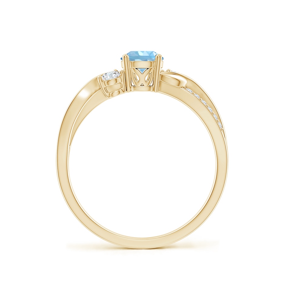 5mm AAAA Aquamarine and Diamond Twisted Vine Ring in Yellow Gold side 199