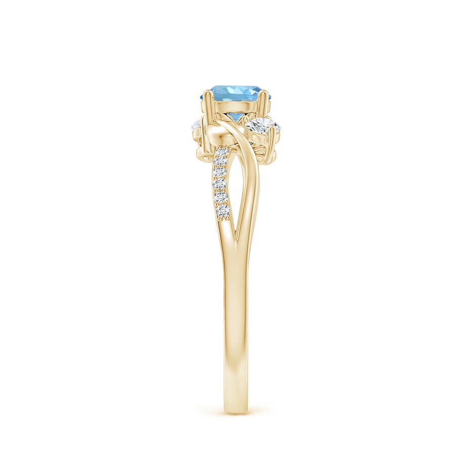 5mm AAAA Aquamarine and Diamond Twisted Vine Ring in Yellow Gold side 299