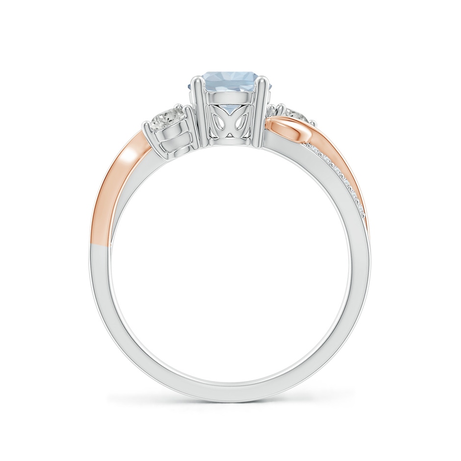 6mm A Aquamarine and Diamond Twisted Vine Ring in 10K White Gold 10K Rose Gold side 199