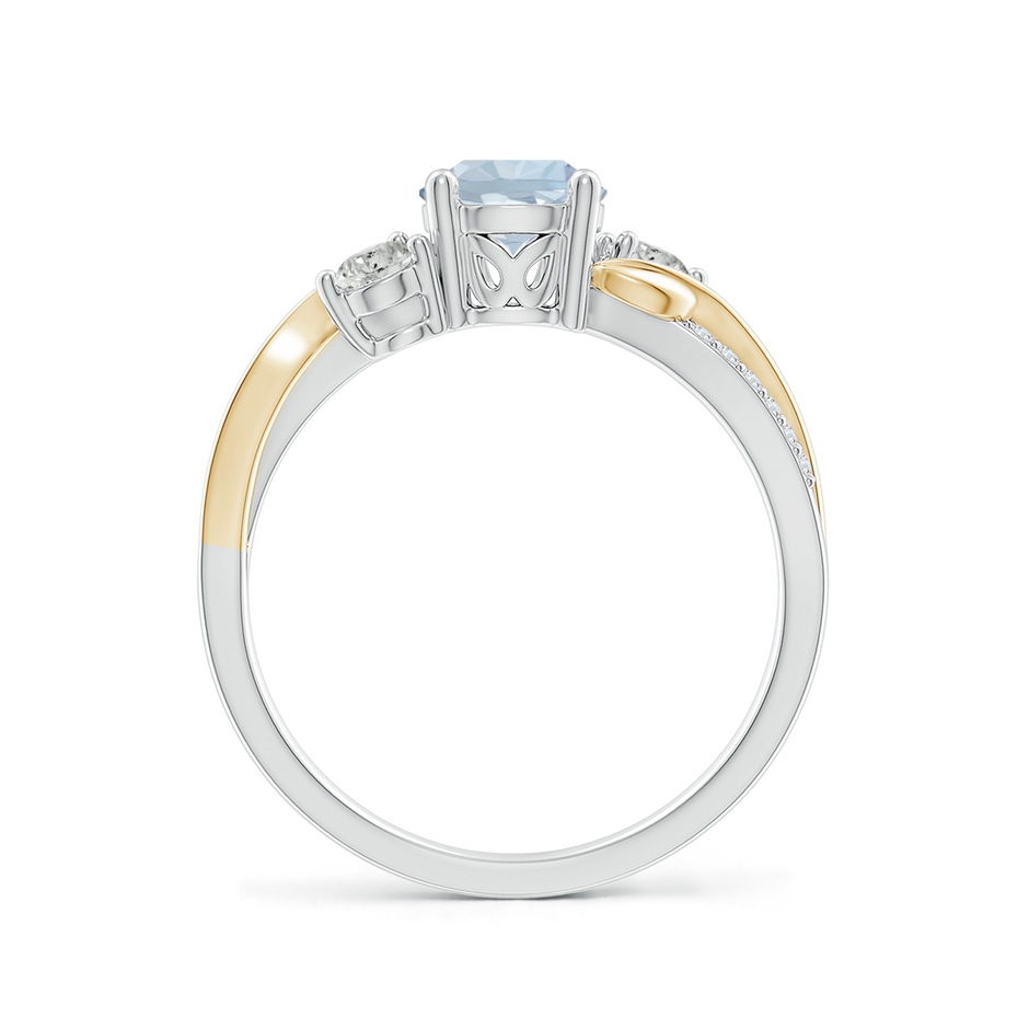 6mm A Aquamarine and Diamond Twisted Vine Ring in 10K White Gold 10K Yellow Gold side 199