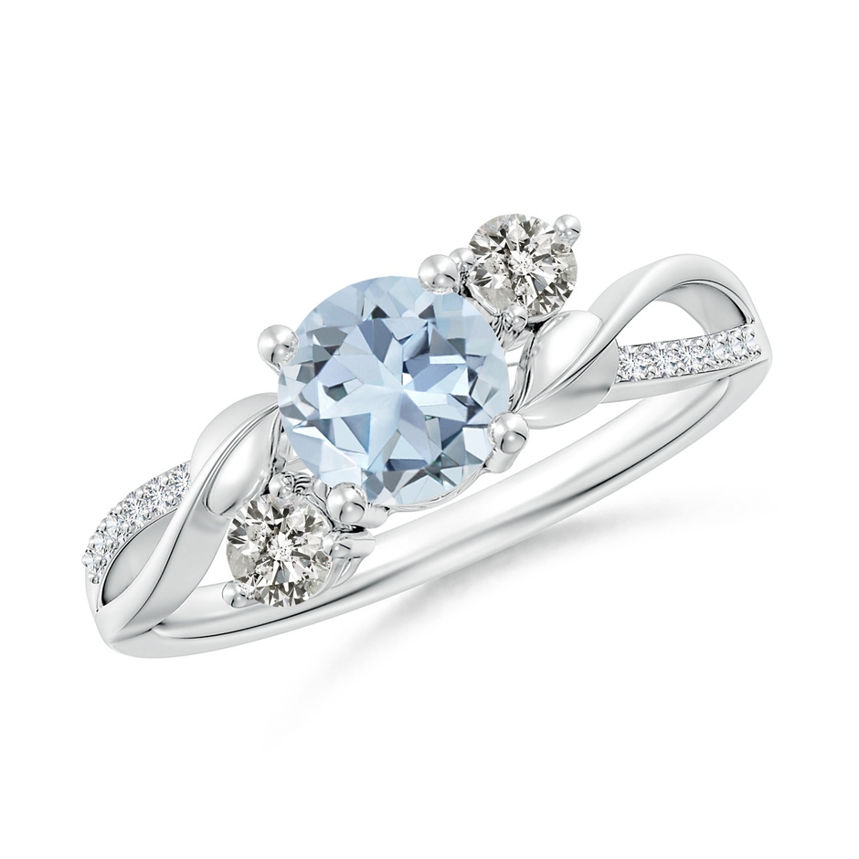 6mm A Aquamarine and Diamond Twisted Vine Ring in White Gold 