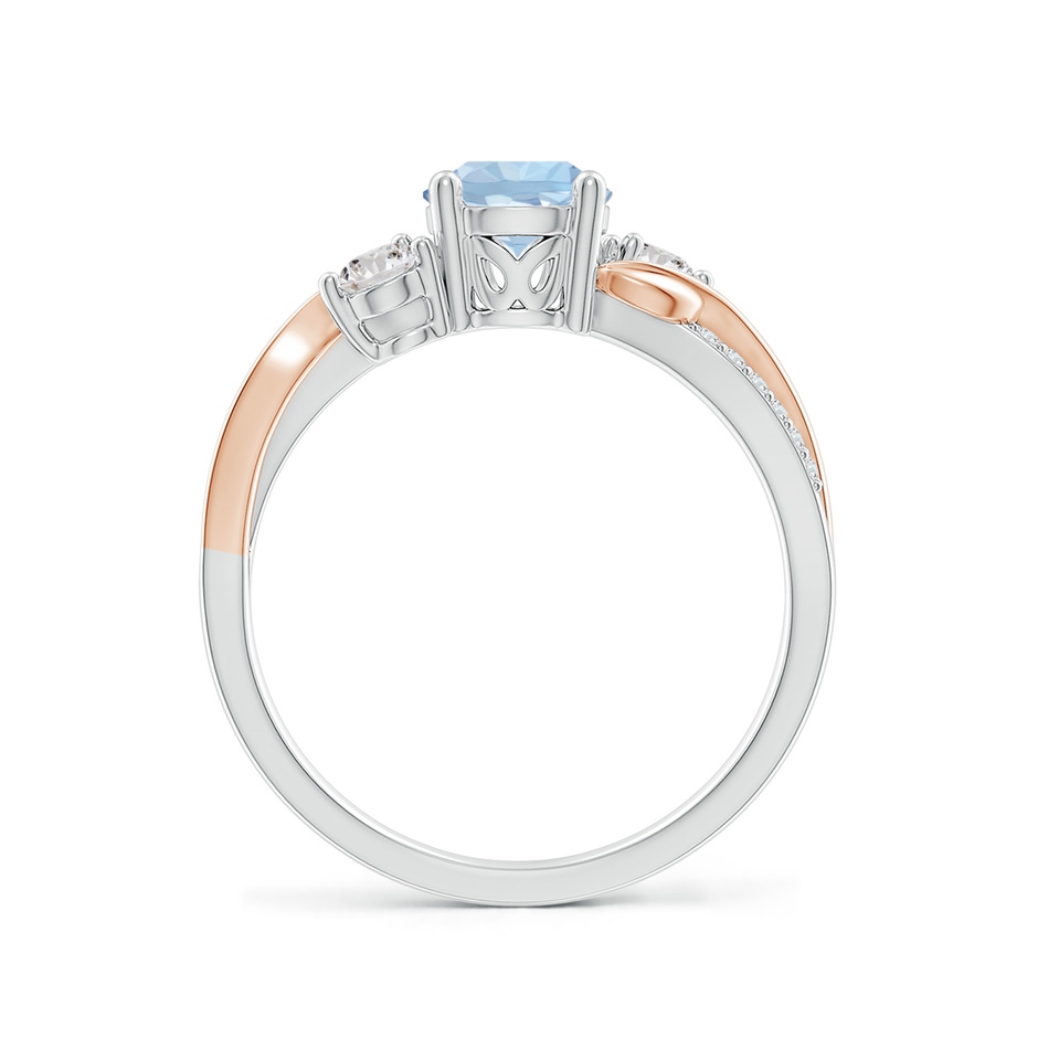 6mm AA Aquamarine and Diamond Twisted Vine Ring in 18K White Gold 18K Rose Gold side 199
