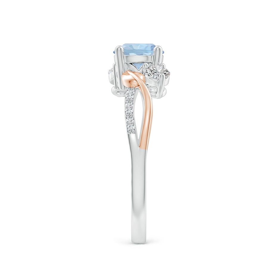 6mm AA Aquamarine and Diamond Twisted Vine Ring in 18K White Gold 18K Rose Gold side 299